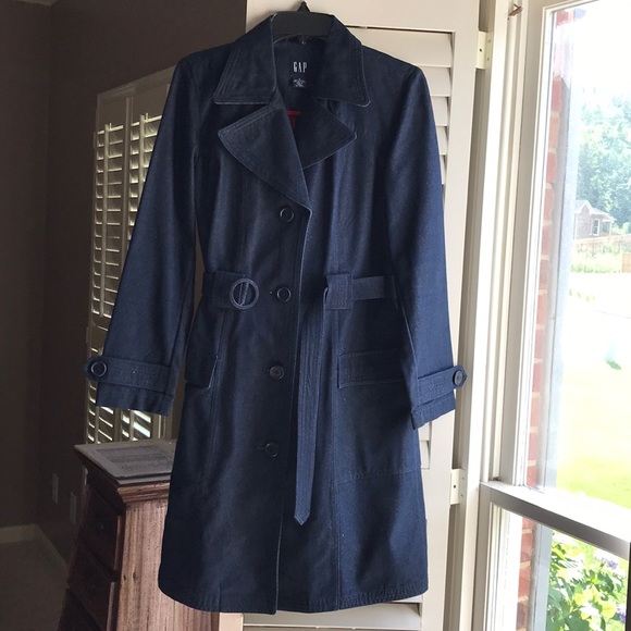 indigo trench coat